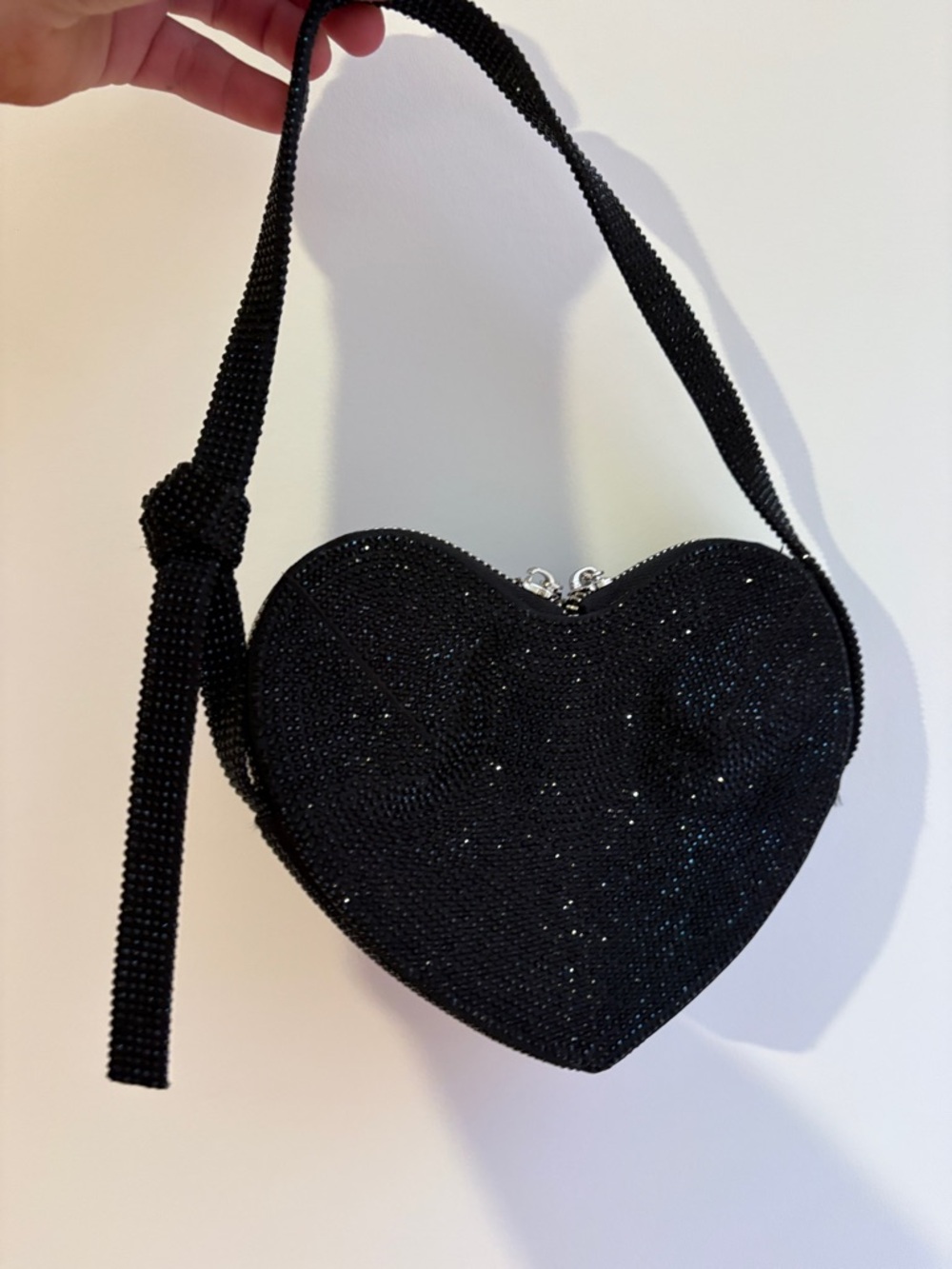 Zara Black Beaded Heart Mini Bag